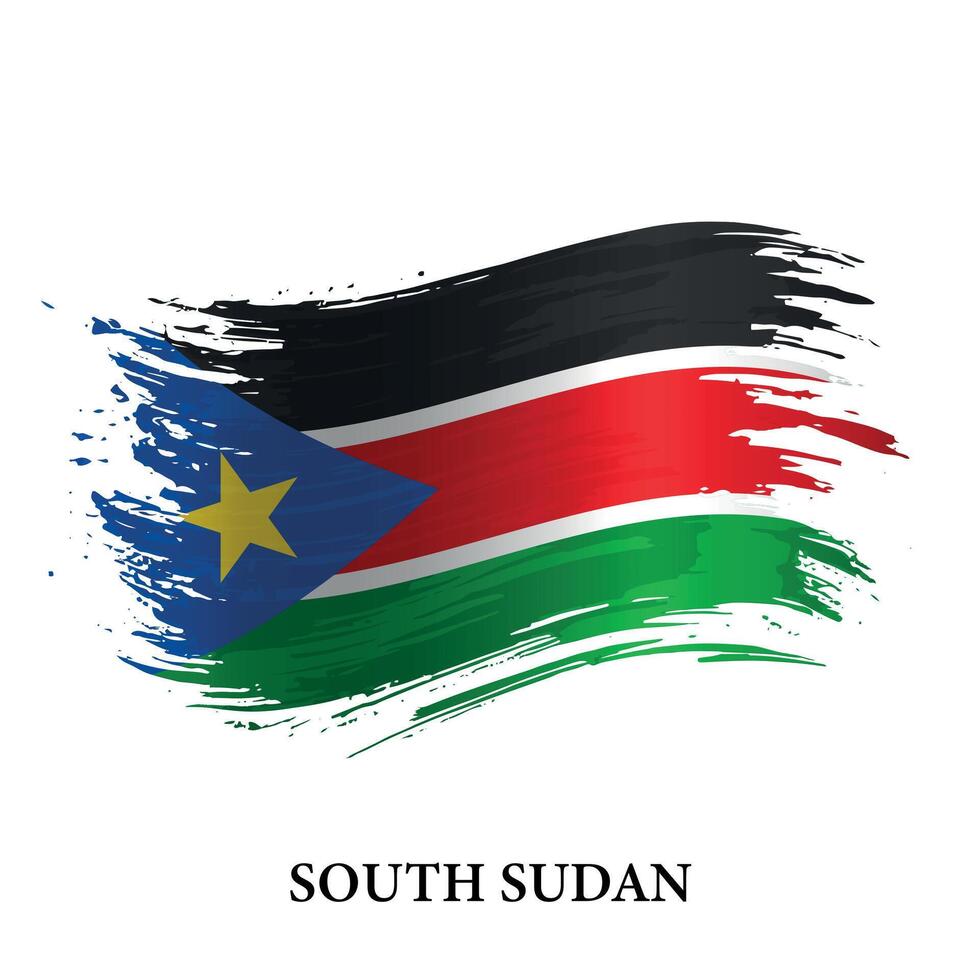 Grunge flag of South Sudan, brush stroke vector