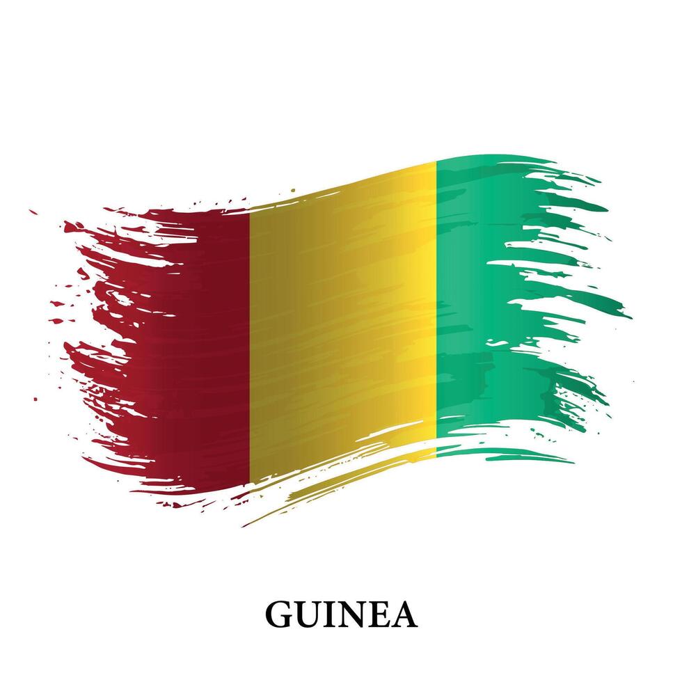 Grunge flag of Guinea, brush stroke vector