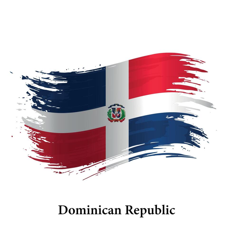 Grunge flag of Dominican Republic, brush stroke vector