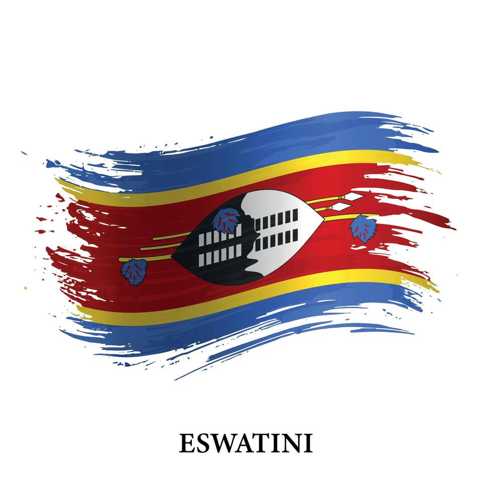 Grunge flag of Eswatini, brush stroke vector