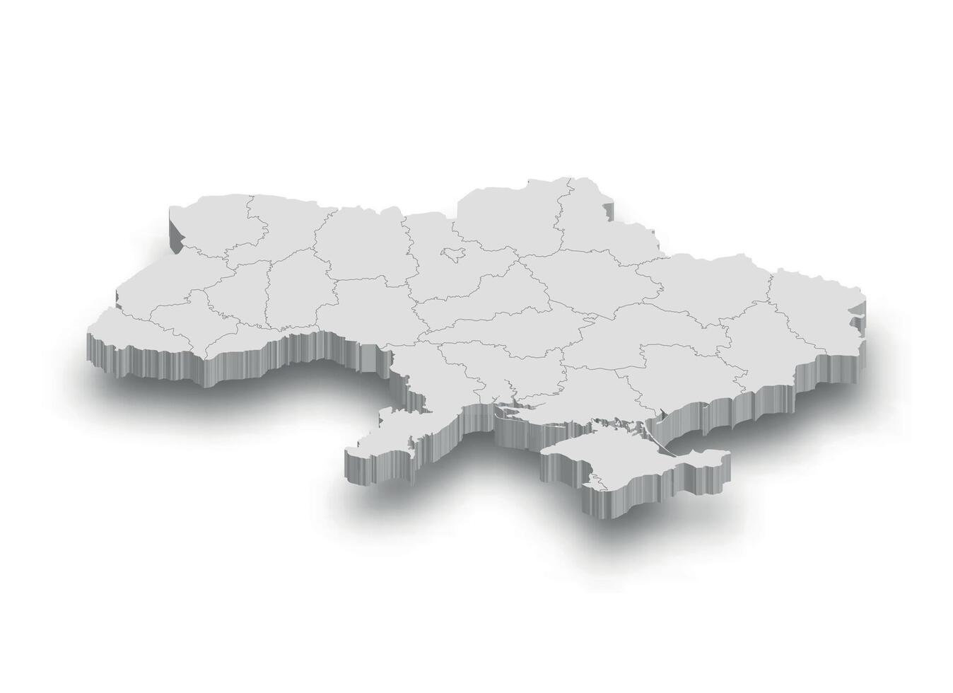 3d Ucrania blanco mapa con regiones aislado vector