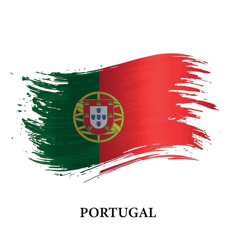 grunge bandera de Portugal, cepillo carrera vector