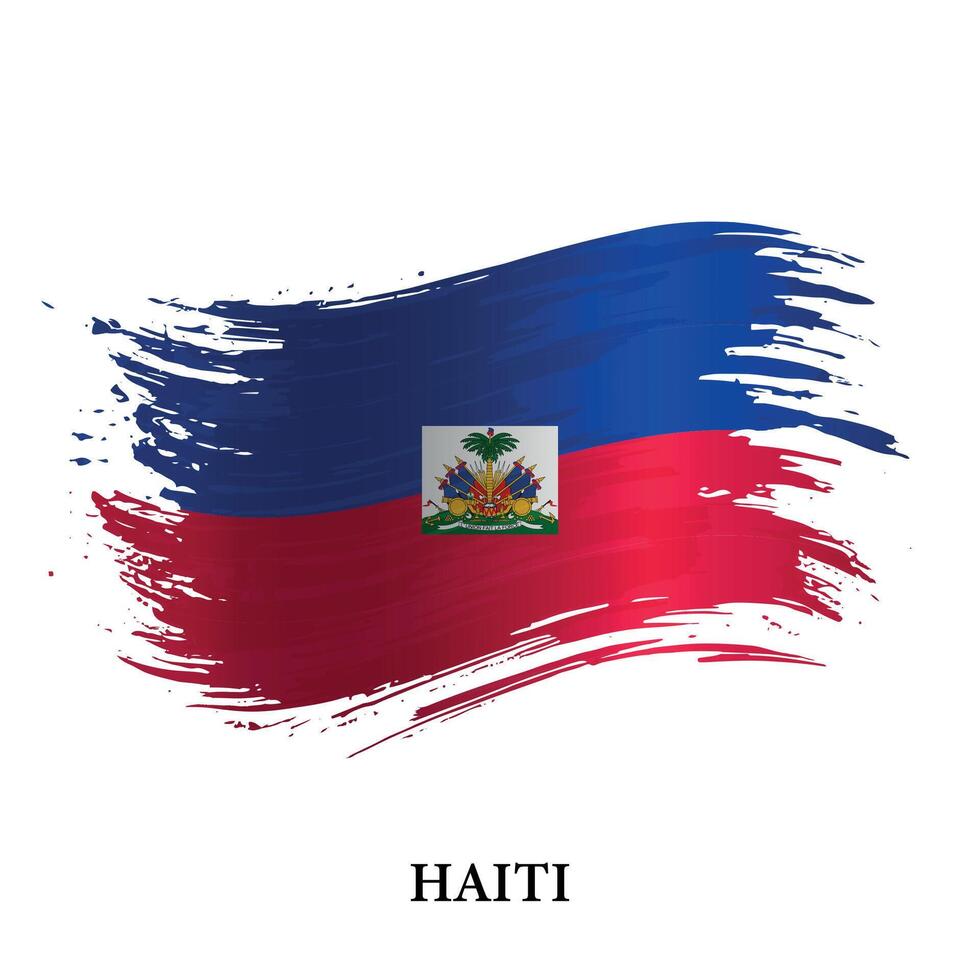 Grunge flag of Haiti, brush stroke vector