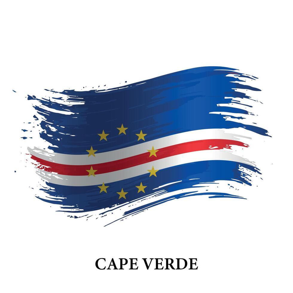 Grunge flag of Cape Verde, brush stroke vector