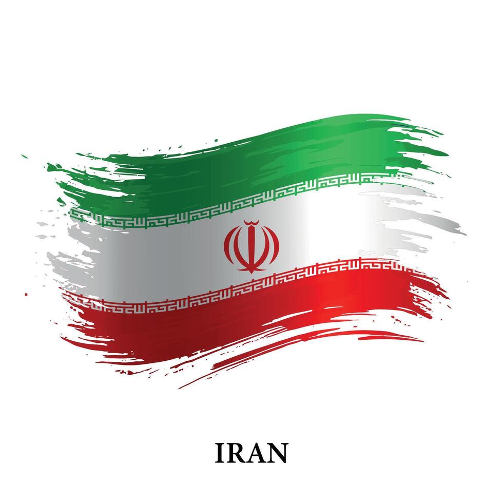 Grunge flag of Iran, brush stroke background vector