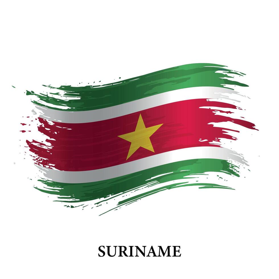 grunge bandera de surinam, cepillo carrera vector