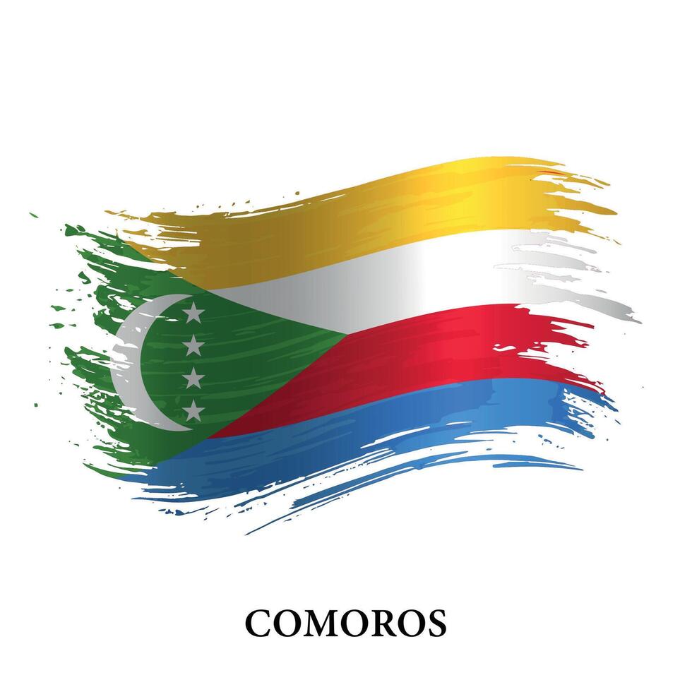 Grunge flag of Comoros, brush stroke vector