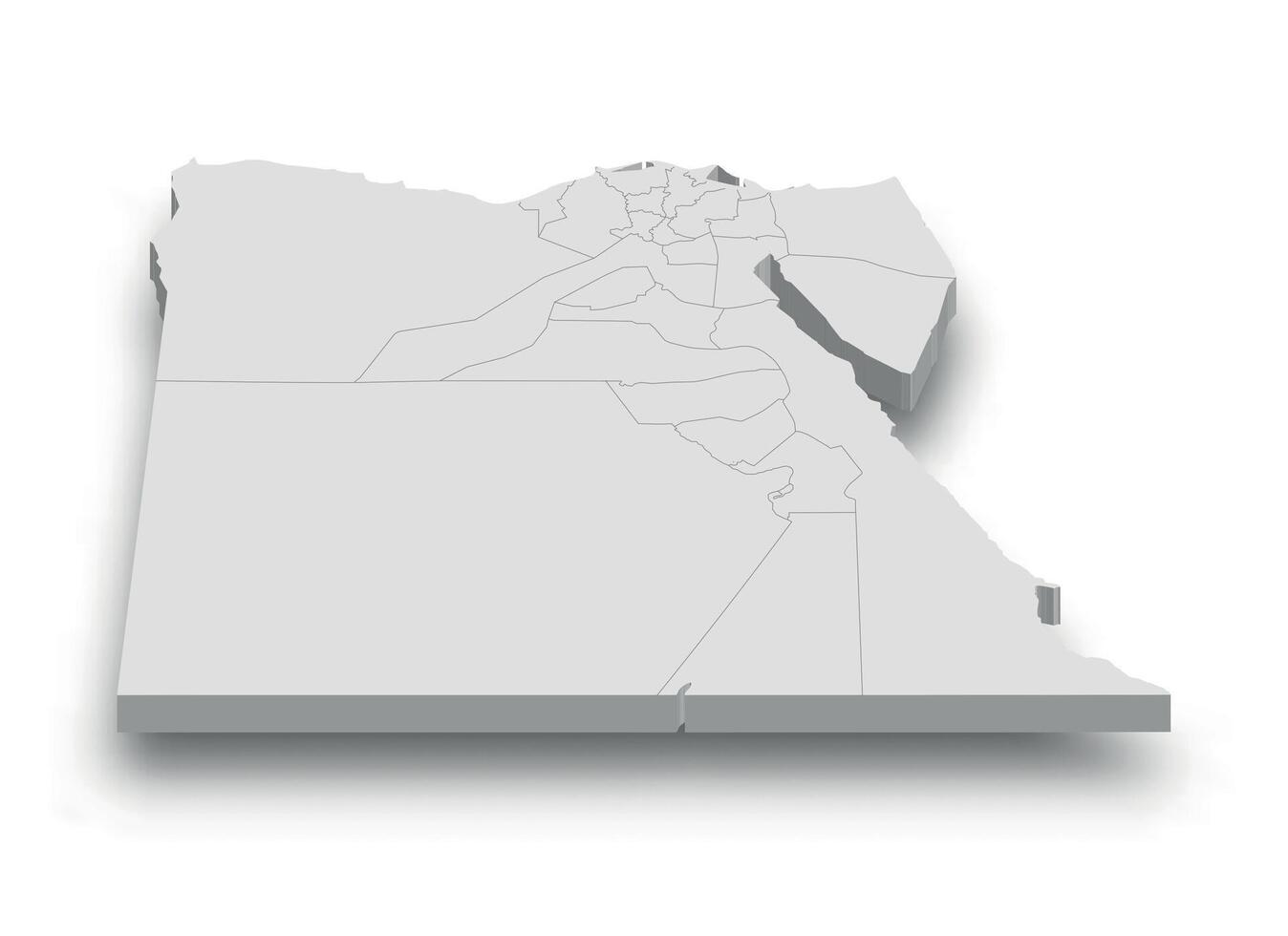 3d Egipto blanco mapa con regiones aislado vector