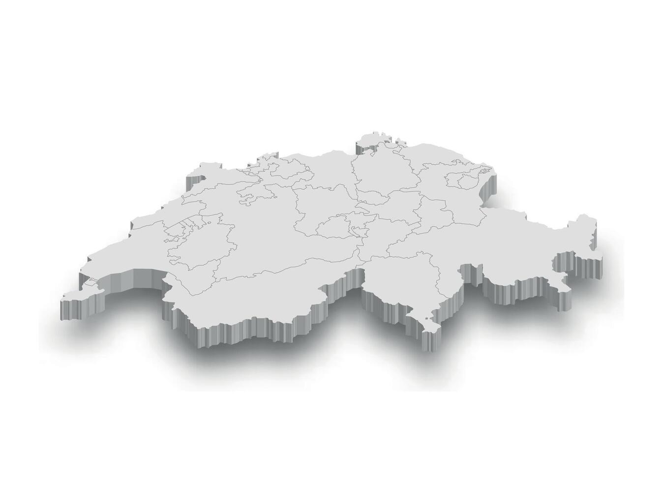 3d Suiza blanco mapa con regiones aislado vector