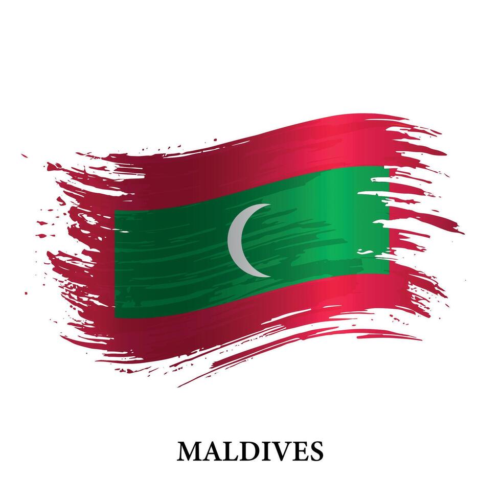 Grunge flag of Maldives, brush stroke background vector