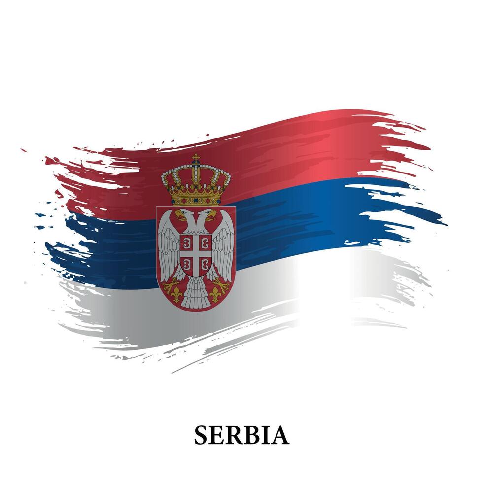 grunge bandera de serbia, cepillo carrera vector