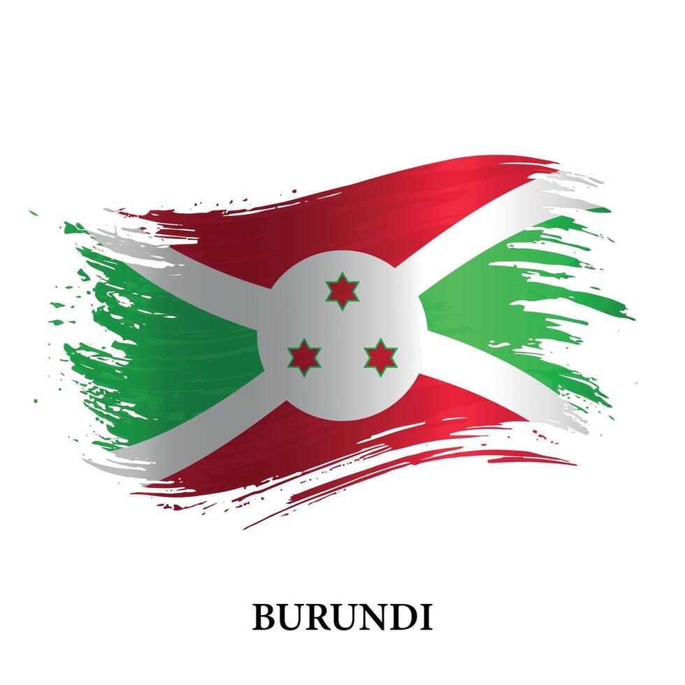 Grunge flag of Burundi, brush stroke vector