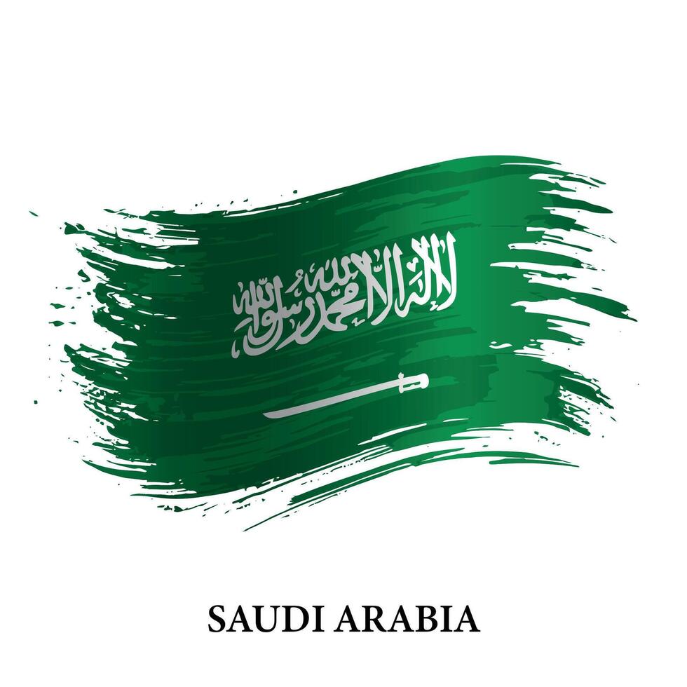 grunge bandera de saudi arabia, cepillo carrera antecedentes vector