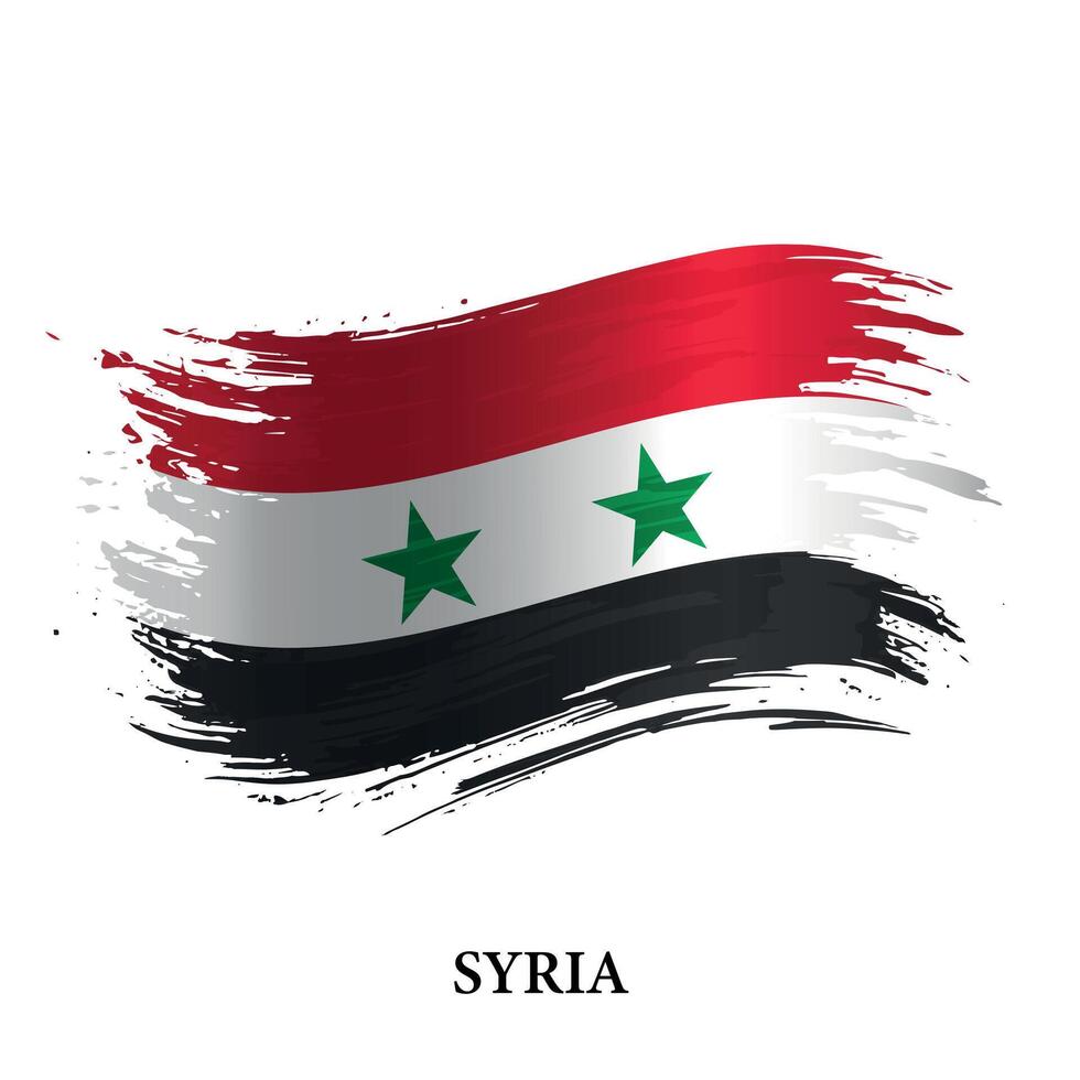 Grunge flag of Syria, brush stroke background vector