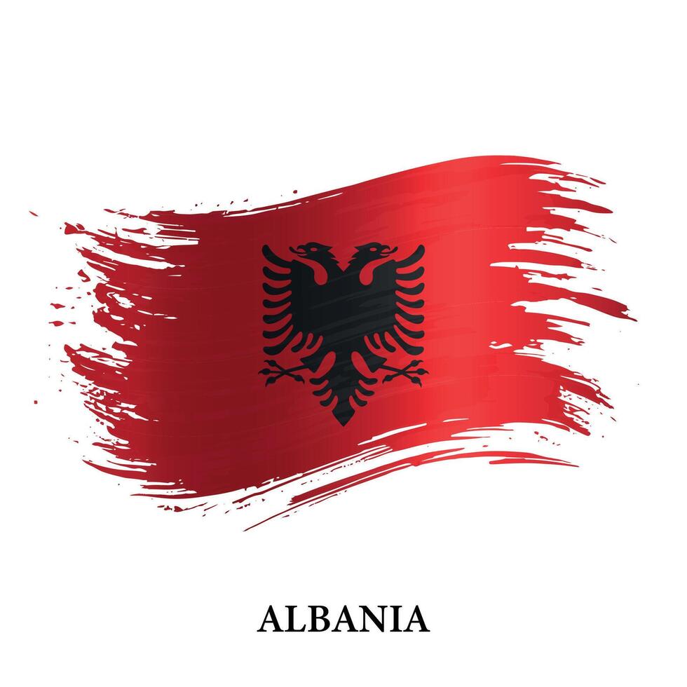 grunge bandera de albania, cepillo carrera vector