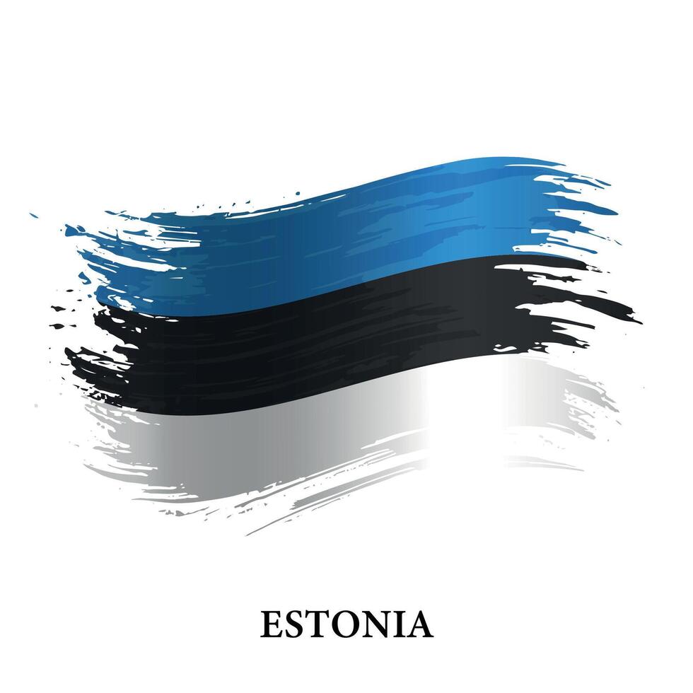 Grunge flag of Estonia, brush stroke vector