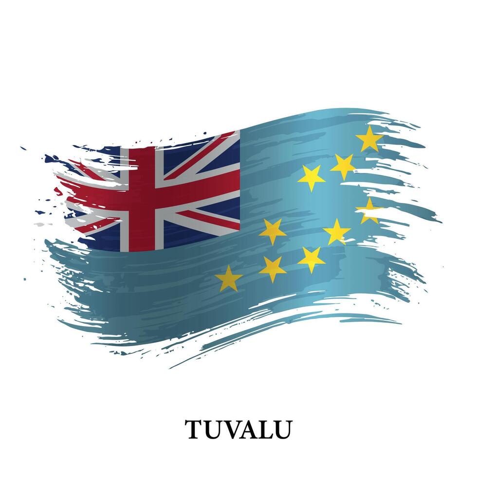 grunge bandera de tuvalu, cepillo carrera vector