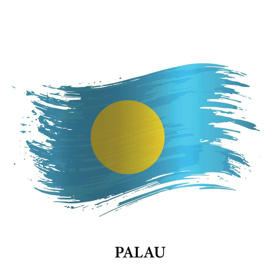 grunge bandera de palau, cepillo carrera vector