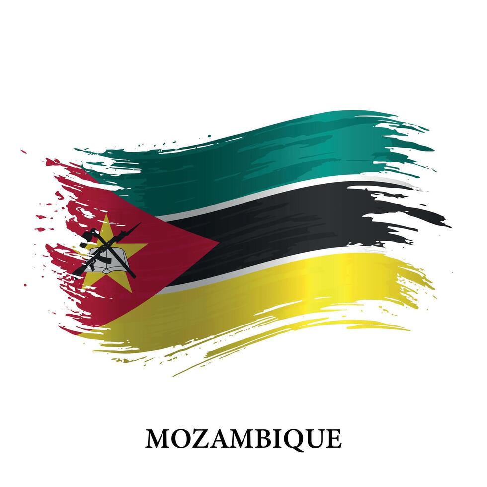 grunge bandera de Mozambique, cepillo carrera vector