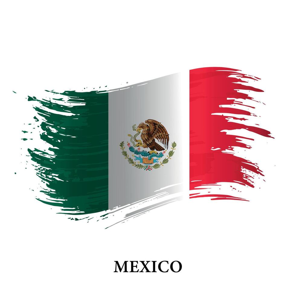 Grunge flag of Mexico, brush stroke vector