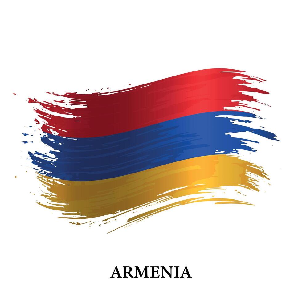 grunge bandera de Armenia, cepillo carrera vector