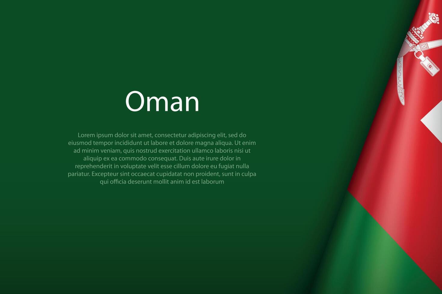 Oman national flag isolated on background with copyspace vector