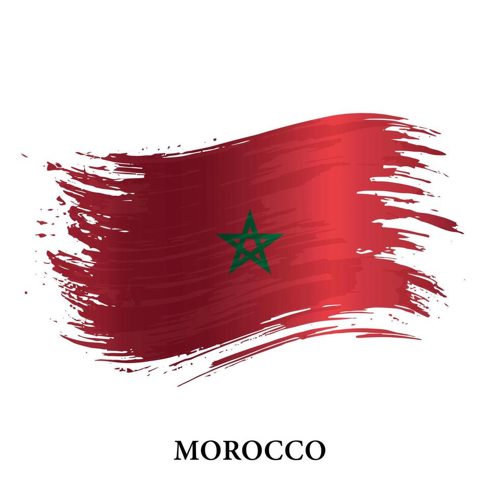 Grunge flag of Morocco, brush stroke vector