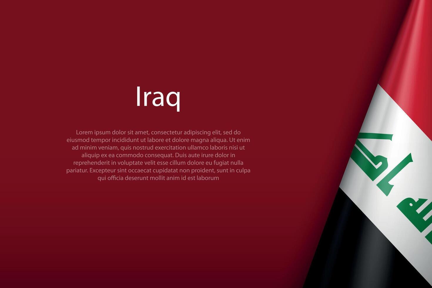 Iraq national flag isolated on background with copyspace vector