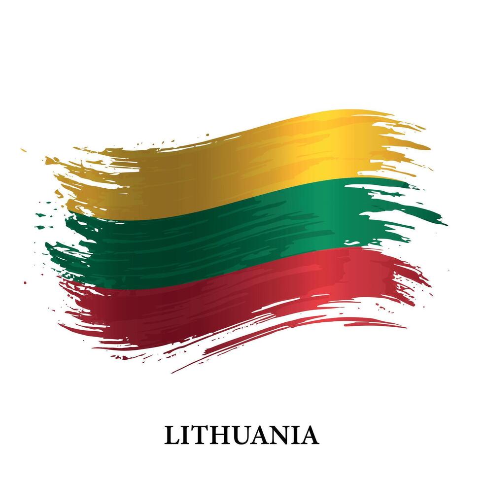 Grunge flag of Lithuania, brush stroke vector