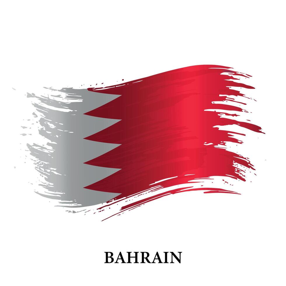 Grunge flag of Bahrain, brush stroke background vector