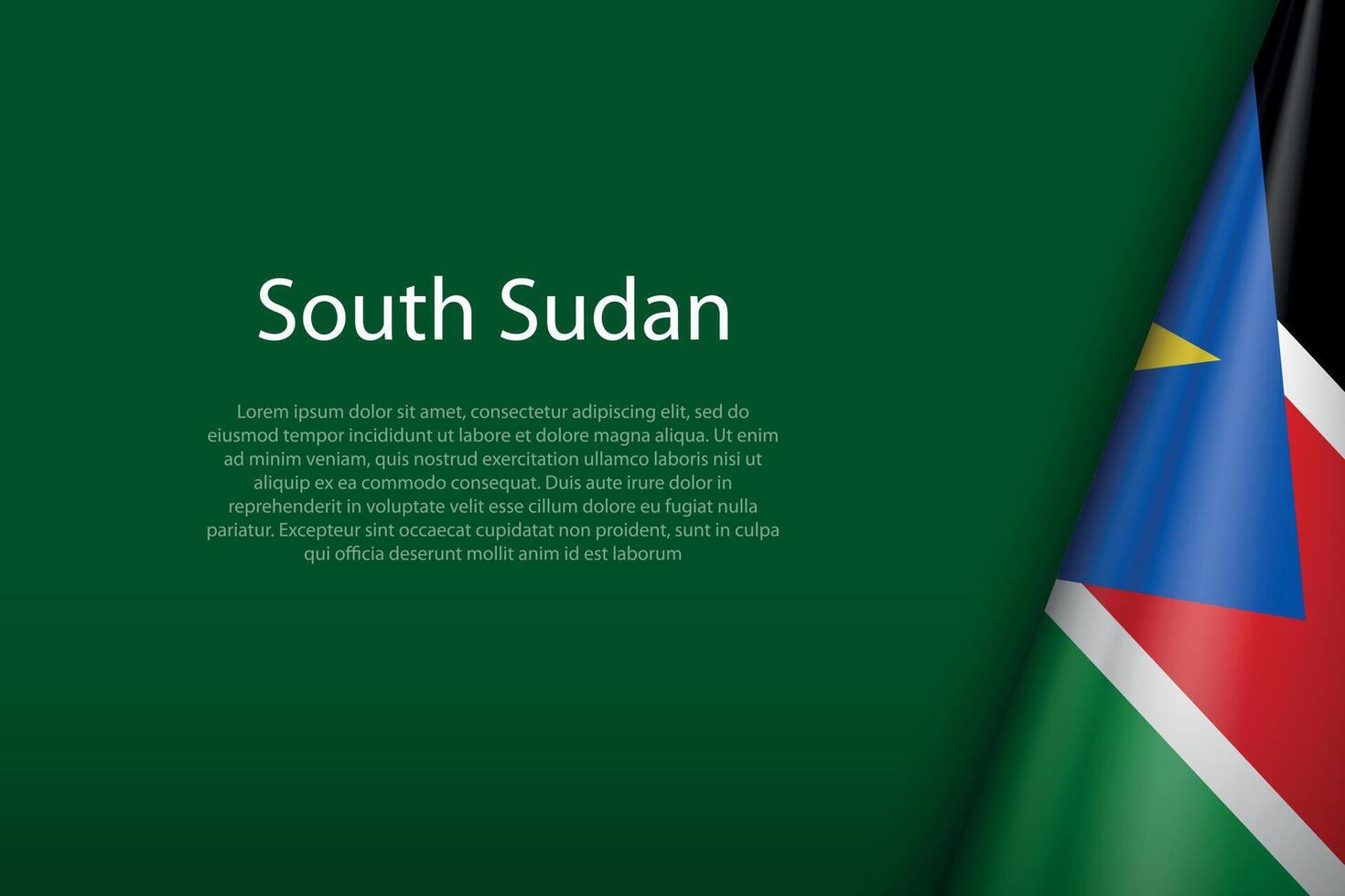 South Sudan national flag isolated on background with copyspace vector