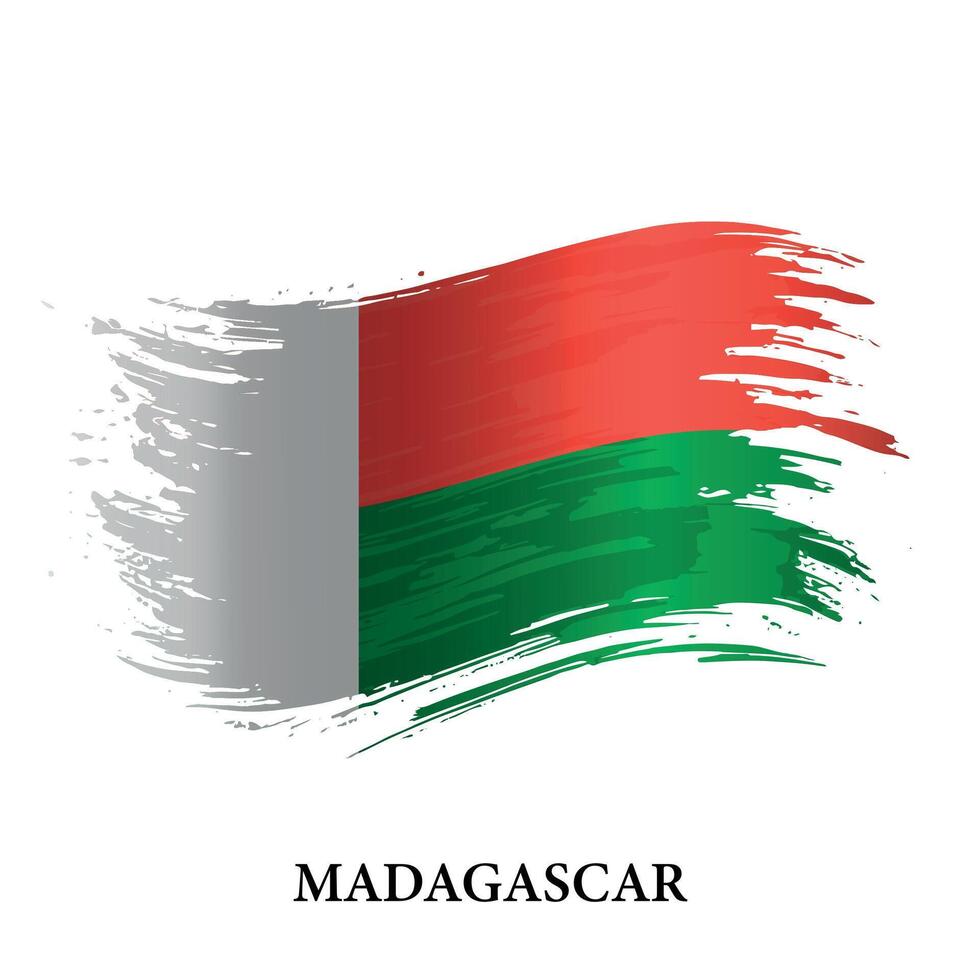 Grunge flag of Madagascar, brush stroke vector