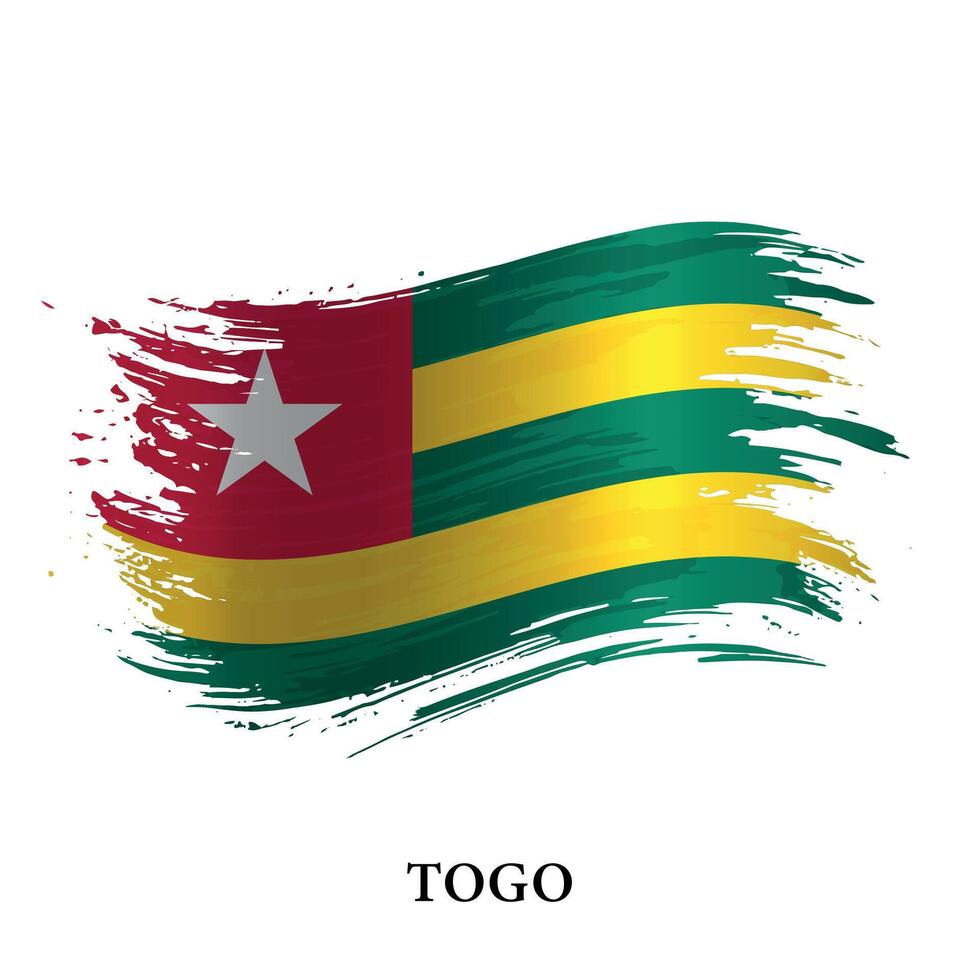Grunge flag of Togo, brush stroke vector
