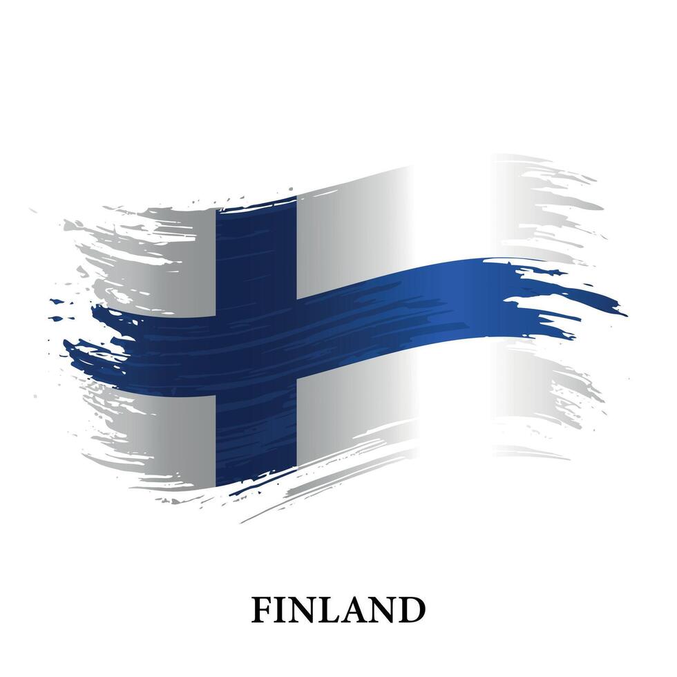 Grunge flag of Finland, brush stroke vector