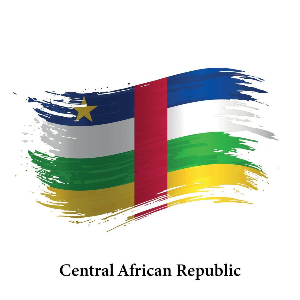 grunge bandera de central africano república, cepillo carrera vector