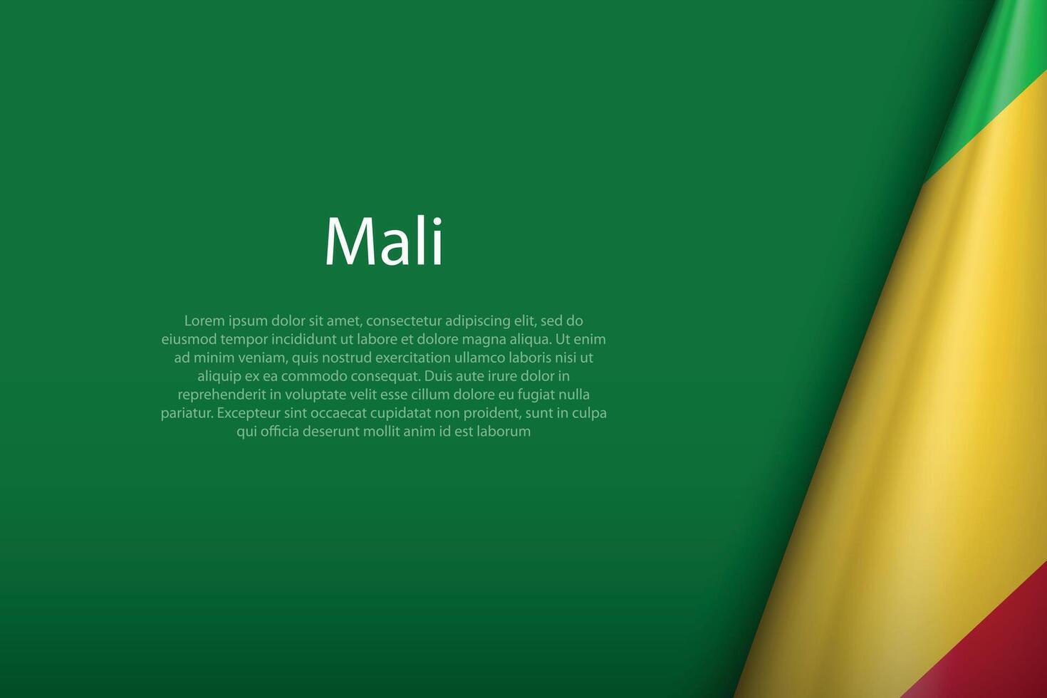 Mali national flag isolated on background with copyspace vector