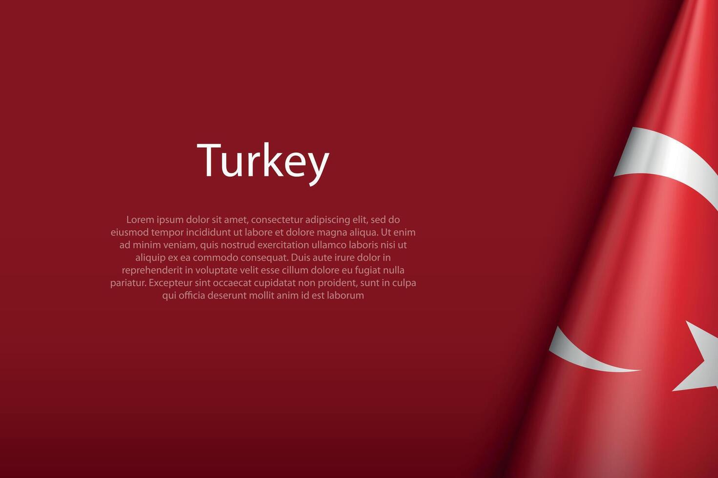Turkey national flag isolated on background with copyspace vector