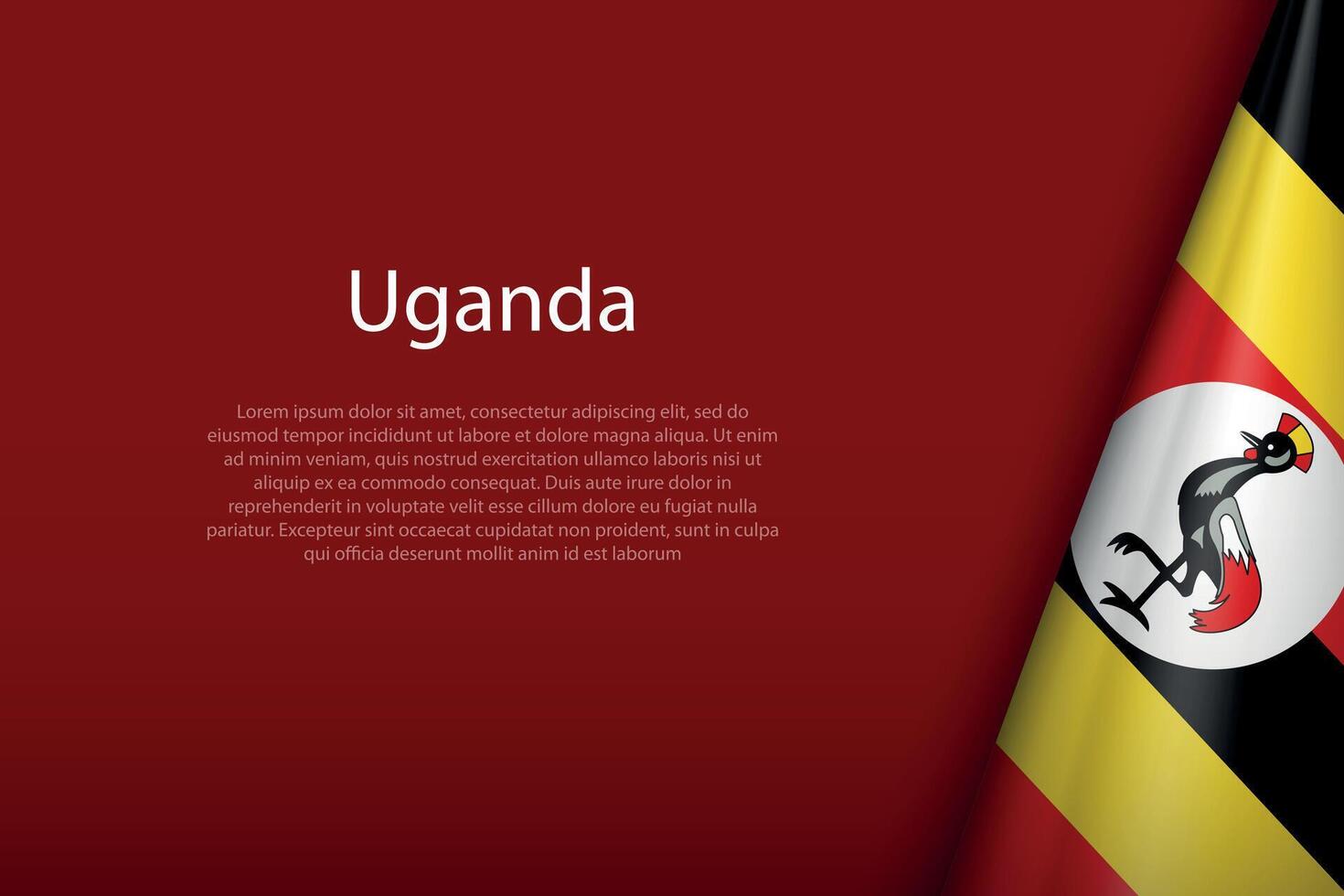 Uganda national flag isolated on background with copyspace vector