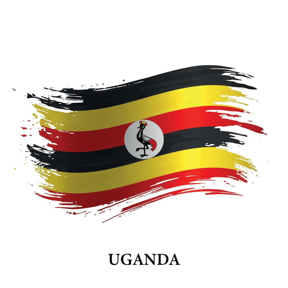 Grunge flag of Uganda, brush stroke vector