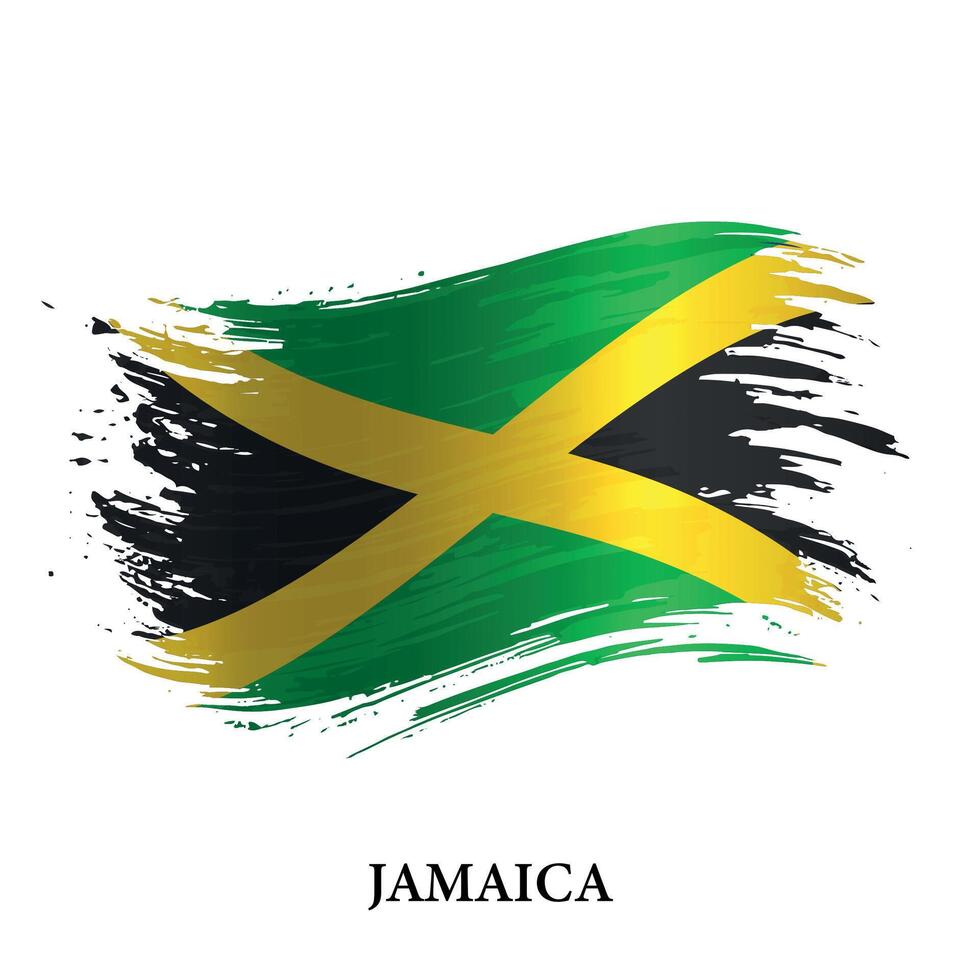 grunge bandera de Jamaica, cepillo carrera vector