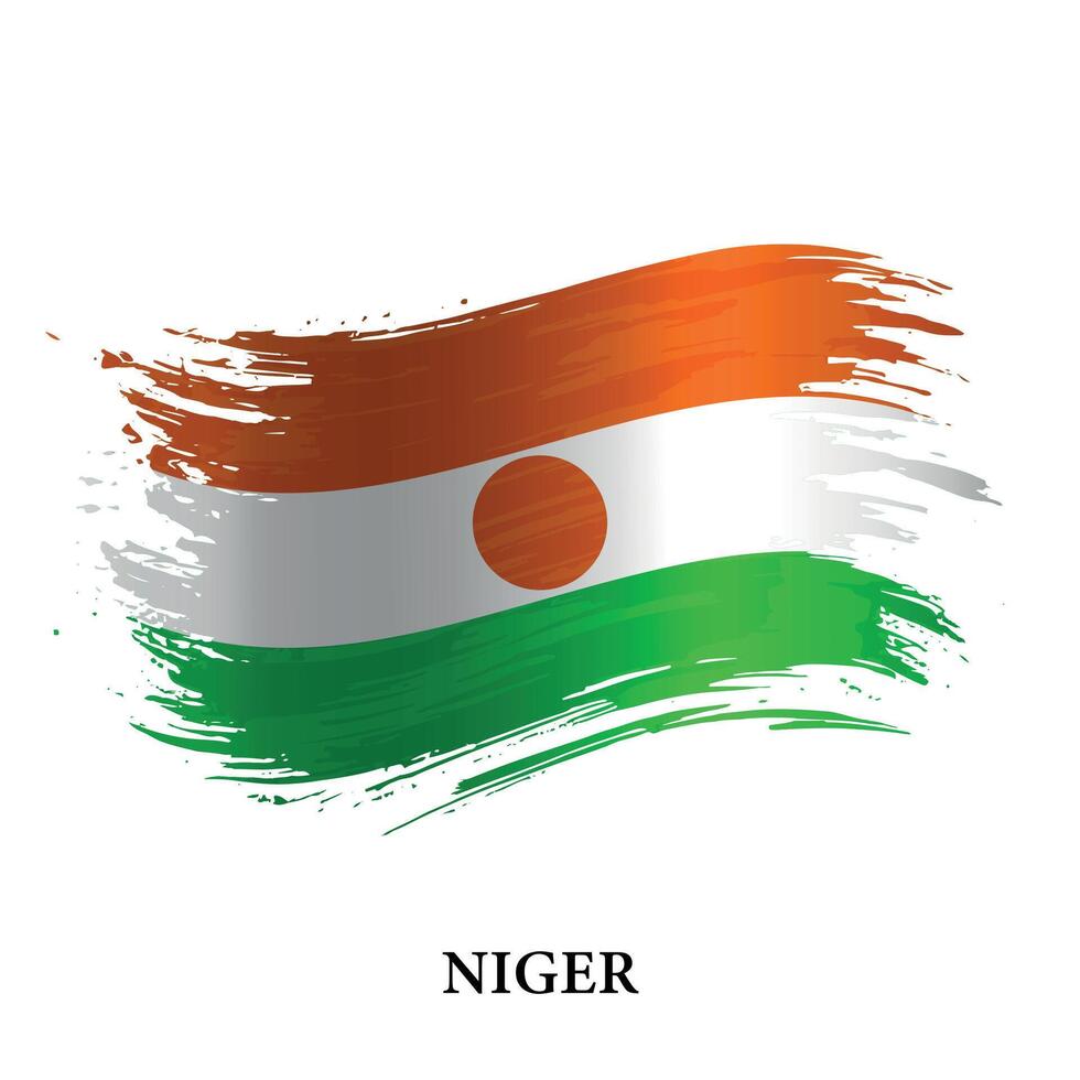 Grunge flag of Niger, brush stroke vector