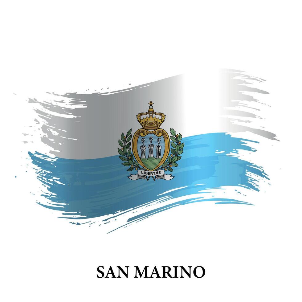 Grunge flag of San Marino, brush stroke vector