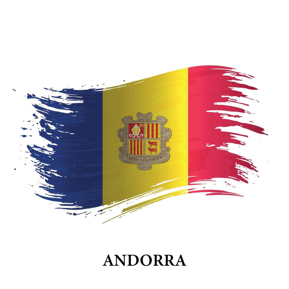 Grunge flag of Andorra, brush stroke vector