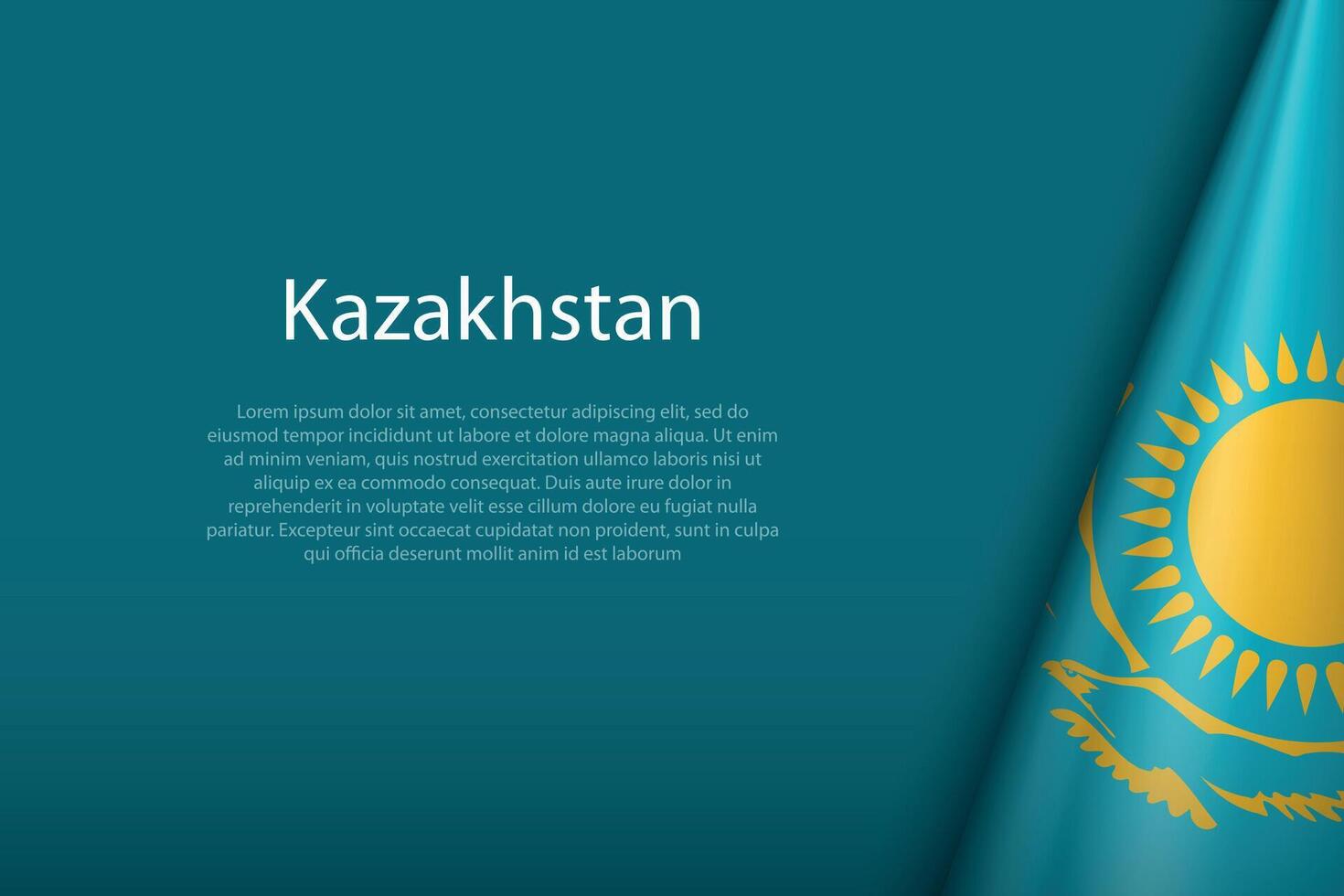 Kazakhstan national flag isolated on background with copyspace vector