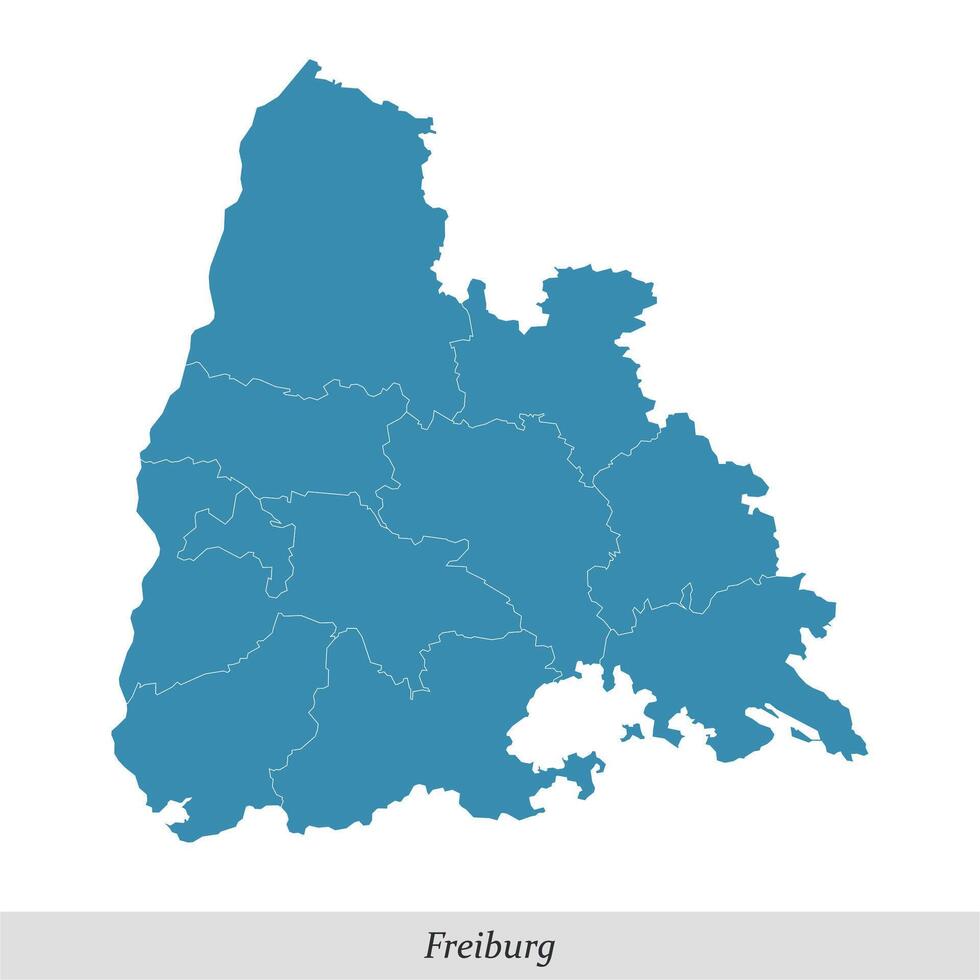 map of Freiburg is a region in Baden-Wurttemberg state of Germany vector