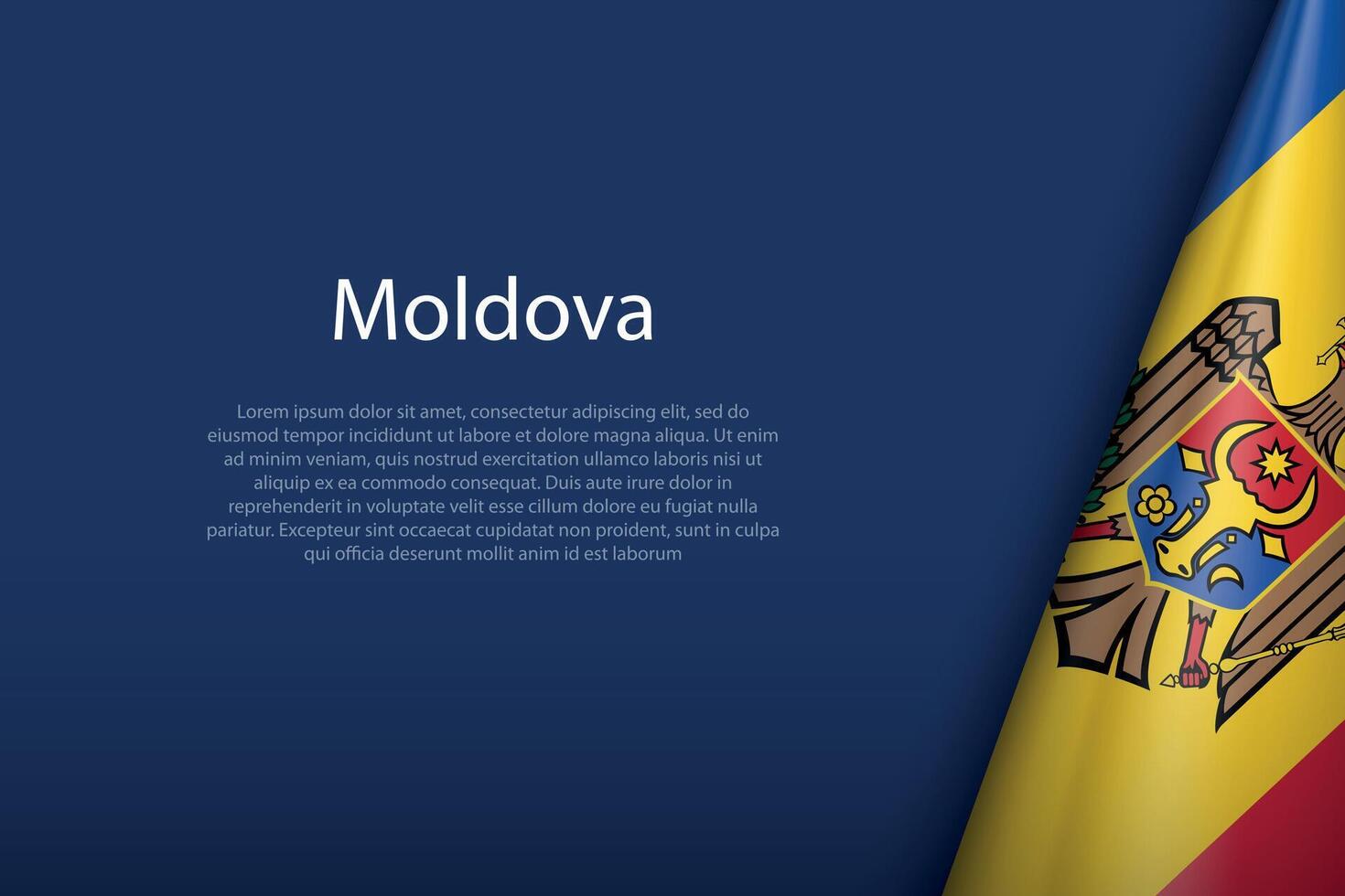 Moldova national flag isolated on background with copyspace vector