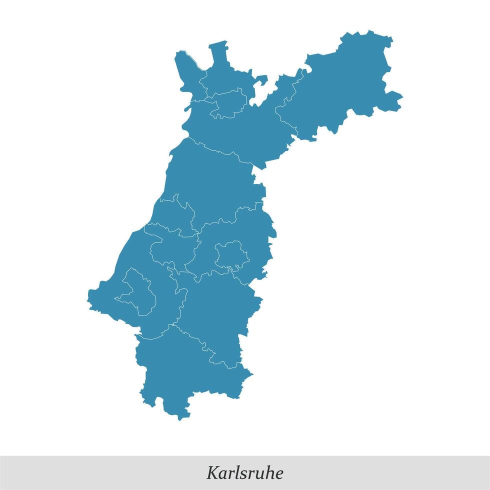 mapa de karlsruhe es un región en Baden-Wurtemberg estado de Alemania vector