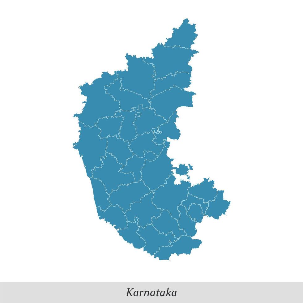 mapa de karnataka es un estado de India con distritos vector