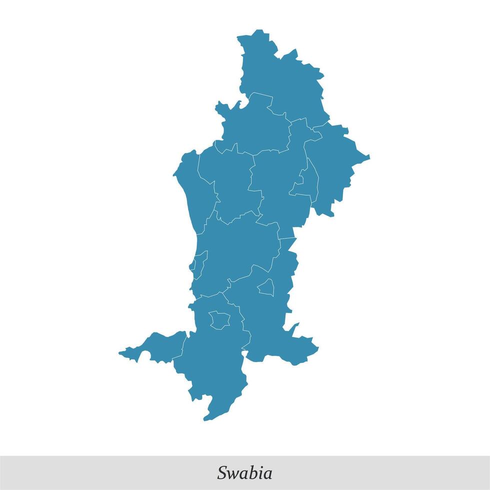 mapa de suabia es un región en Baviera estado de Alemania vector