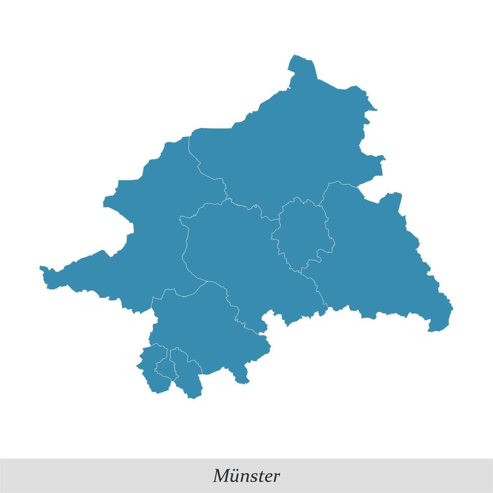 mapa de Munster es un región en norte Renania-Westfalia estado de Alemania vector